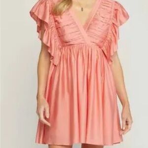 Entro Ruffle Mini Dress in Papaya